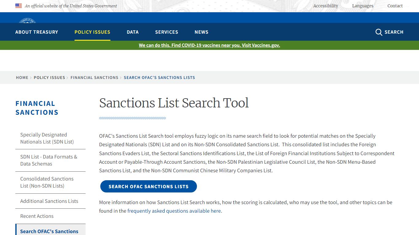 Sanctions List Search Tool | U.S. Department of the Treasury